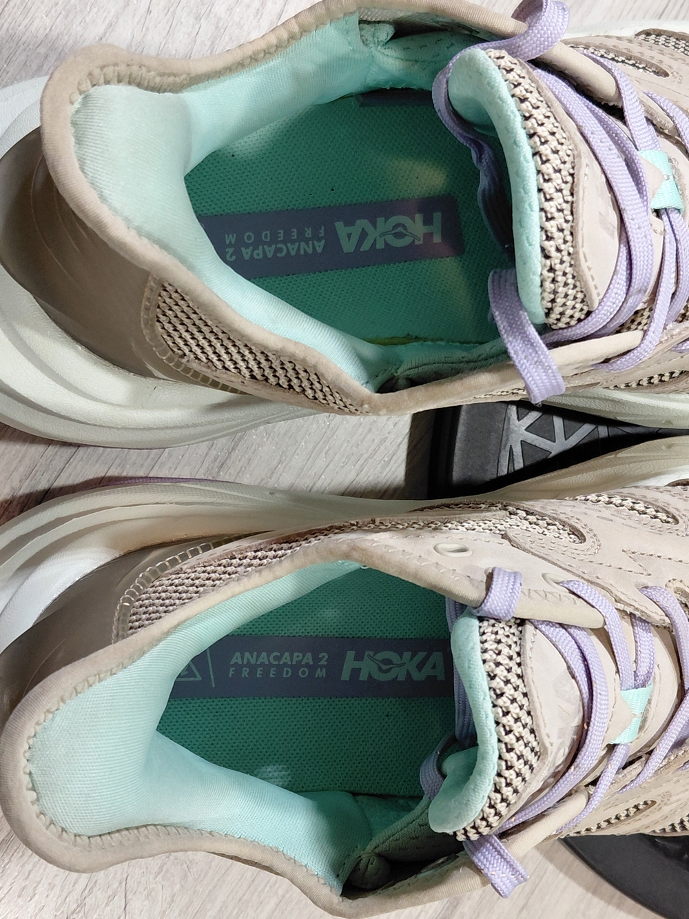 Hoka Women's Anacapa 2 Freedom Trail Hiking Sneakers Taupe Lilac Mint Chunky W8B - Picture 14 of 15